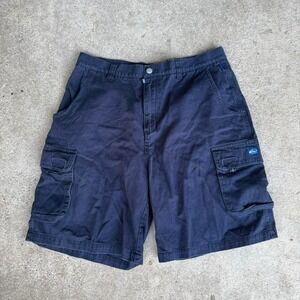 Vintage Quicksilver Navy Board Cargo Shorts Skater Surfer Baggy 34
